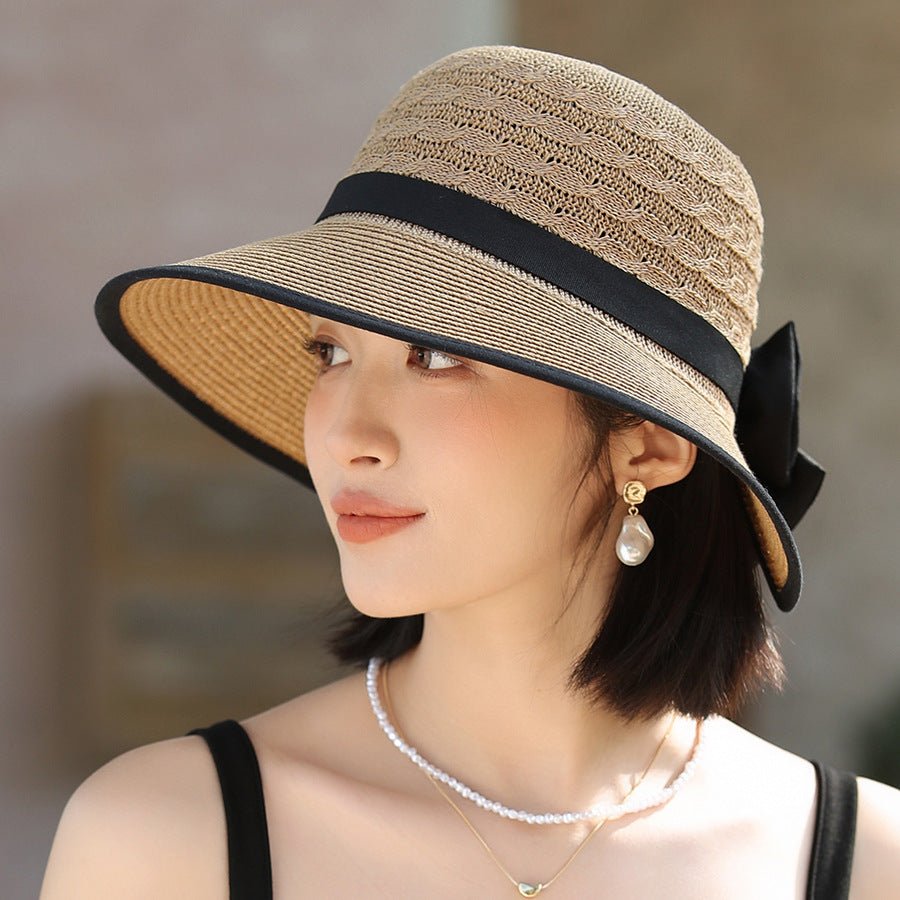 Chapeau de soleil japonais élégant nœud ruban - Ivory Deals Market