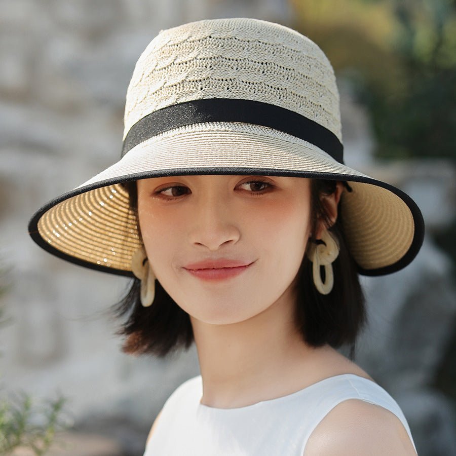 Chapeau de soleil japonais élégant nœud ruban - Ivory Deals Market