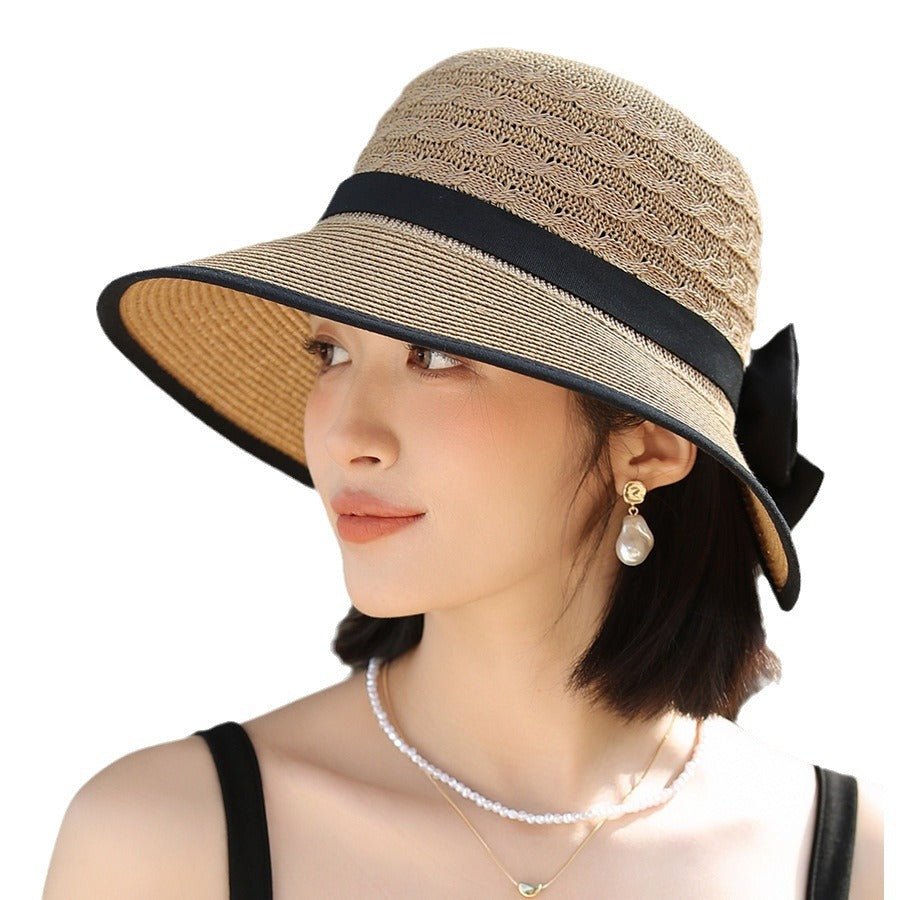 Chapeau de soleil japonais élégant nœud ruban - Ivory Deals Market