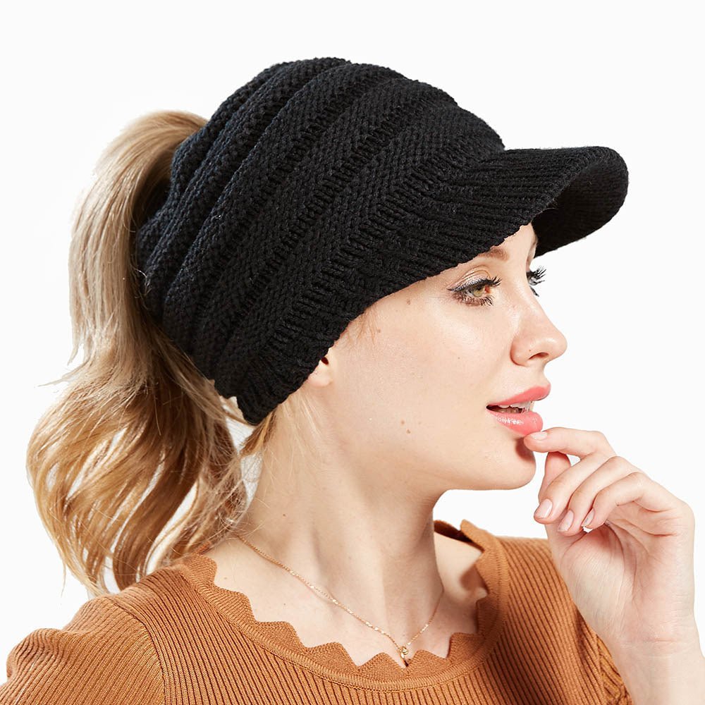 Chapeaux d'automne et d'hiver pour femmes avec queue de cheval, en tricot doux, chauds et élégants. - Ivory Deals Market