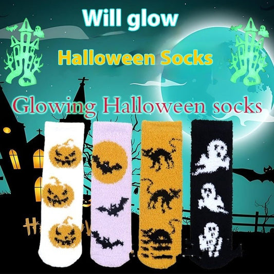 Chaussettes de chambre en polaire corail sans peluches et lumineuses pour Halloween - Ivory Deals Market