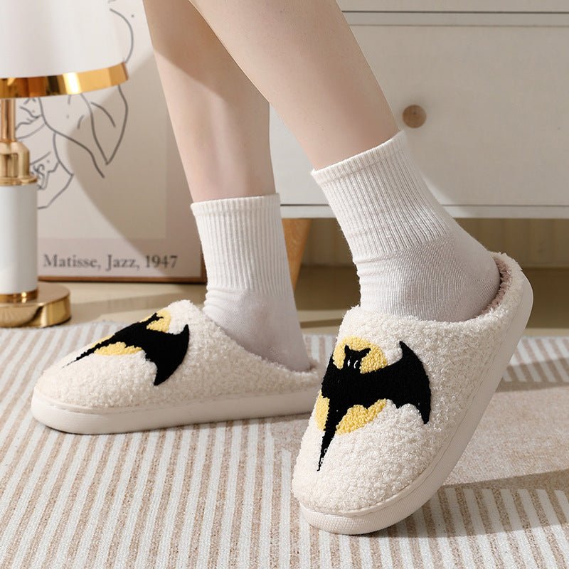 Chaussons de coton d'hiver thermique de bande dessinée Halloween chauve - souris pour femme - Ivory Deals Market