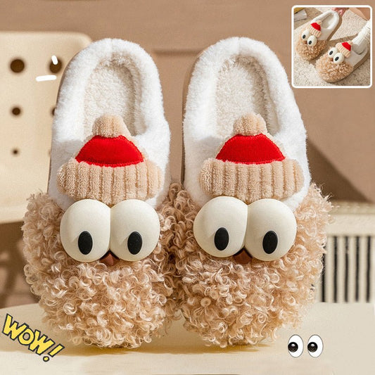 Chaussons de Père Noël barbus en peluche, chauds et antidérapants pour la maison, en coton, pour Noël, pour couple, pour la chambre à coucher des femmes et des hommes - Ivory Deals Market