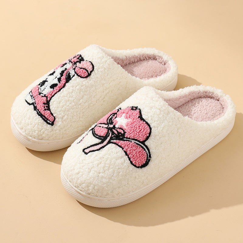 Chaussons en coton confortables, mignons et ornés de dessins animés pour femme - Ivory Deals Market