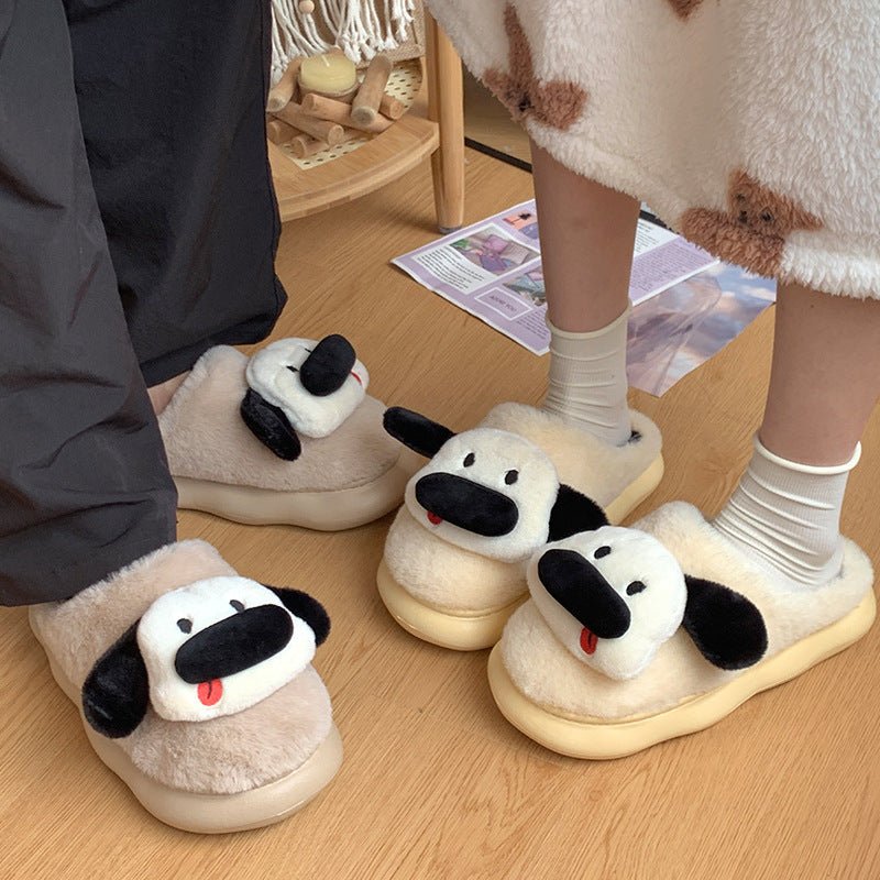 Chaussons en coton mignons avec un motif de chiot cartoon à la maison pour homme et femme - Ivory Deals Market