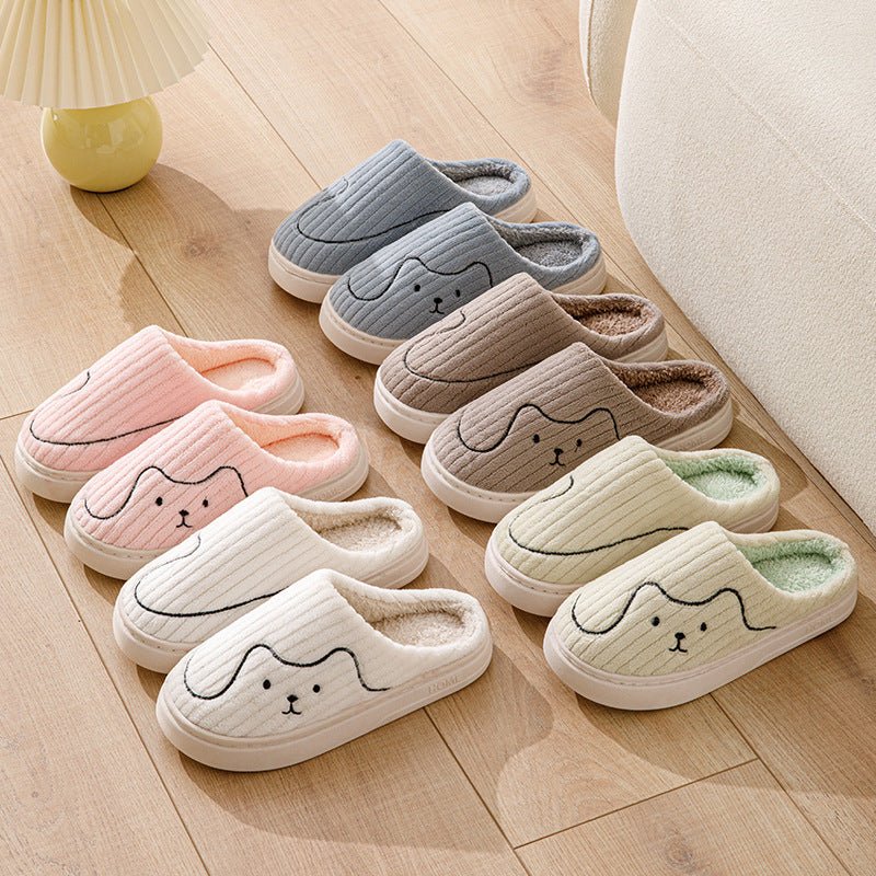 Chaussons pour chat, pantoufles d'intérieur pour couple antidérapants de plancher de chambre à coucher chaussures d'hiver en peluche chaudes pour femmes hommes - Ivory Deals Market