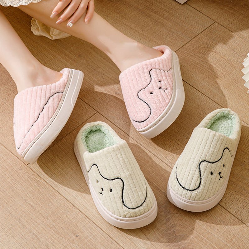 Chaussons pour chat, pantoufles d'intérieur pour couple antidérapants de plancher de chambre à coucher chaussures d'hiver en peluche chaudes pour femmes hommes - Ivory Deals Market