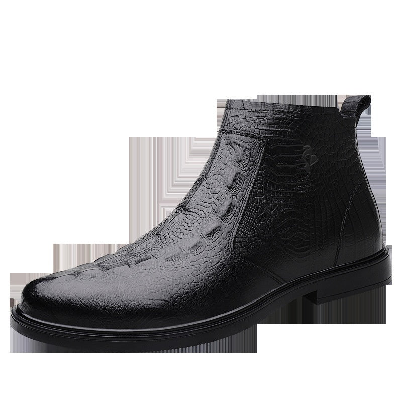 Chaussures pour hommes en cuir, hautes et doublées de polaire pour l'hiver. - Ivory Deals Market