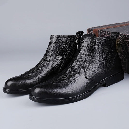 Chaussures pour hommes en cuir, hautes et doublées de polaire pour l'hiver. - Ivory Deals Market