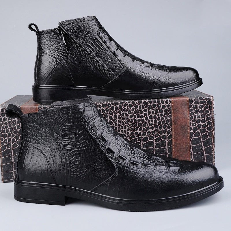 Chaussures pour hommes en cuir, hautes et doublées de polaire pour l'hiver. - Ivory Deals Market