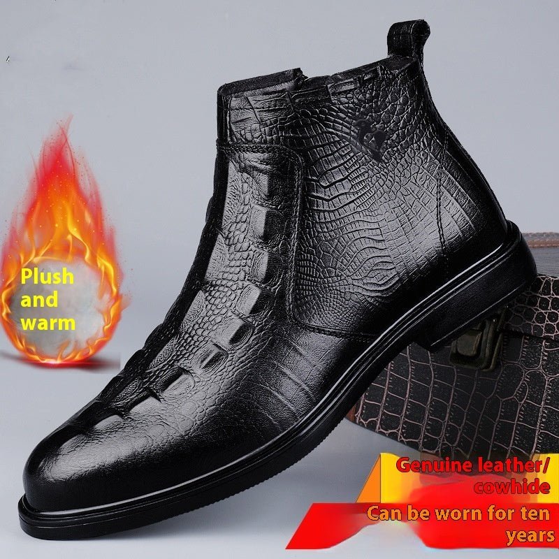 Chaussures pour hommes en cuir, hautes et doublées de polaire pour l'hiver. - Ivory Deals Market