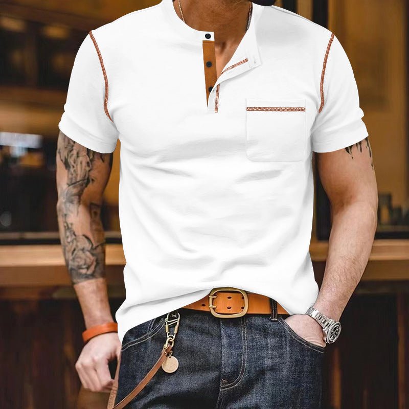 Chemise à manches courtes assortie pour hommes - Ivory Deals Market