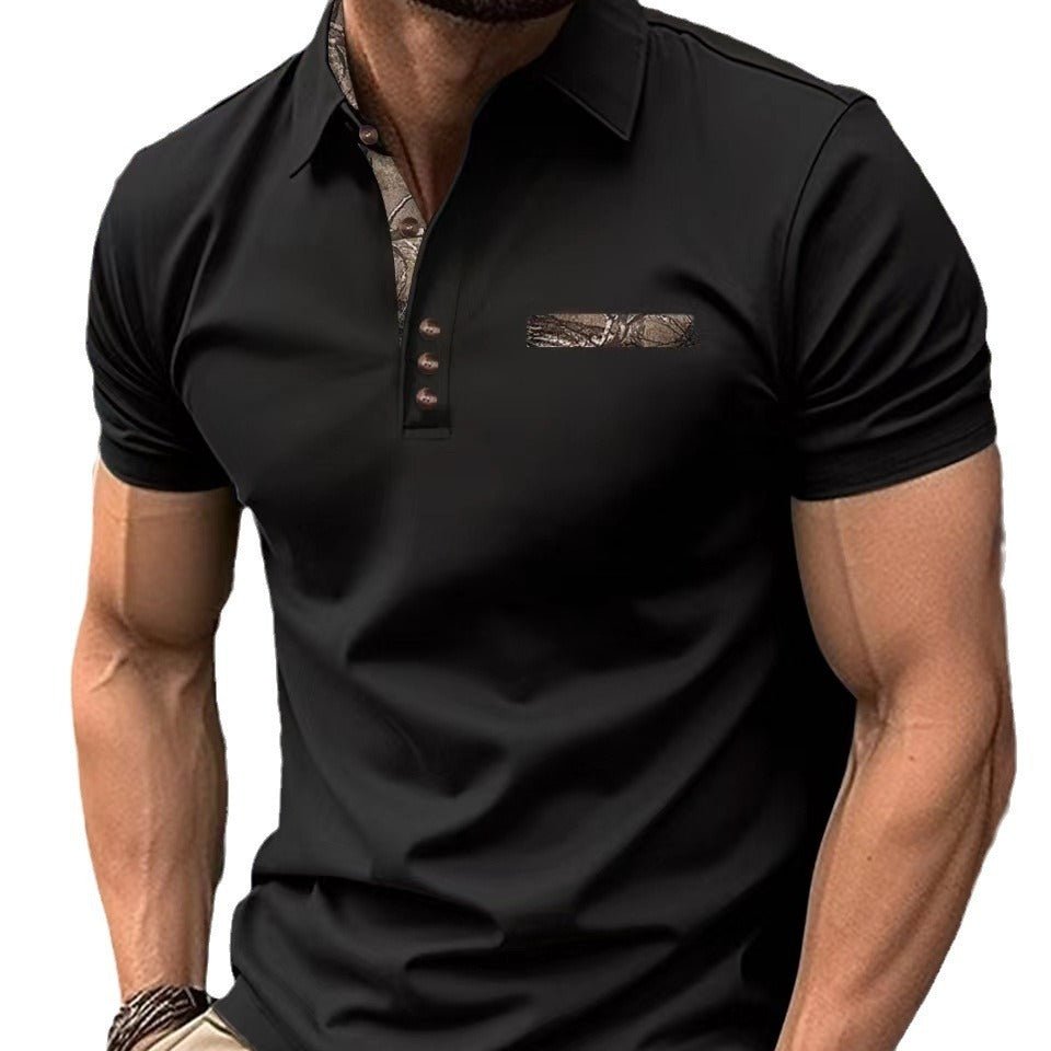 Chemise à manches courtes avec col à boutons pour hommes - Ivory Deals Market