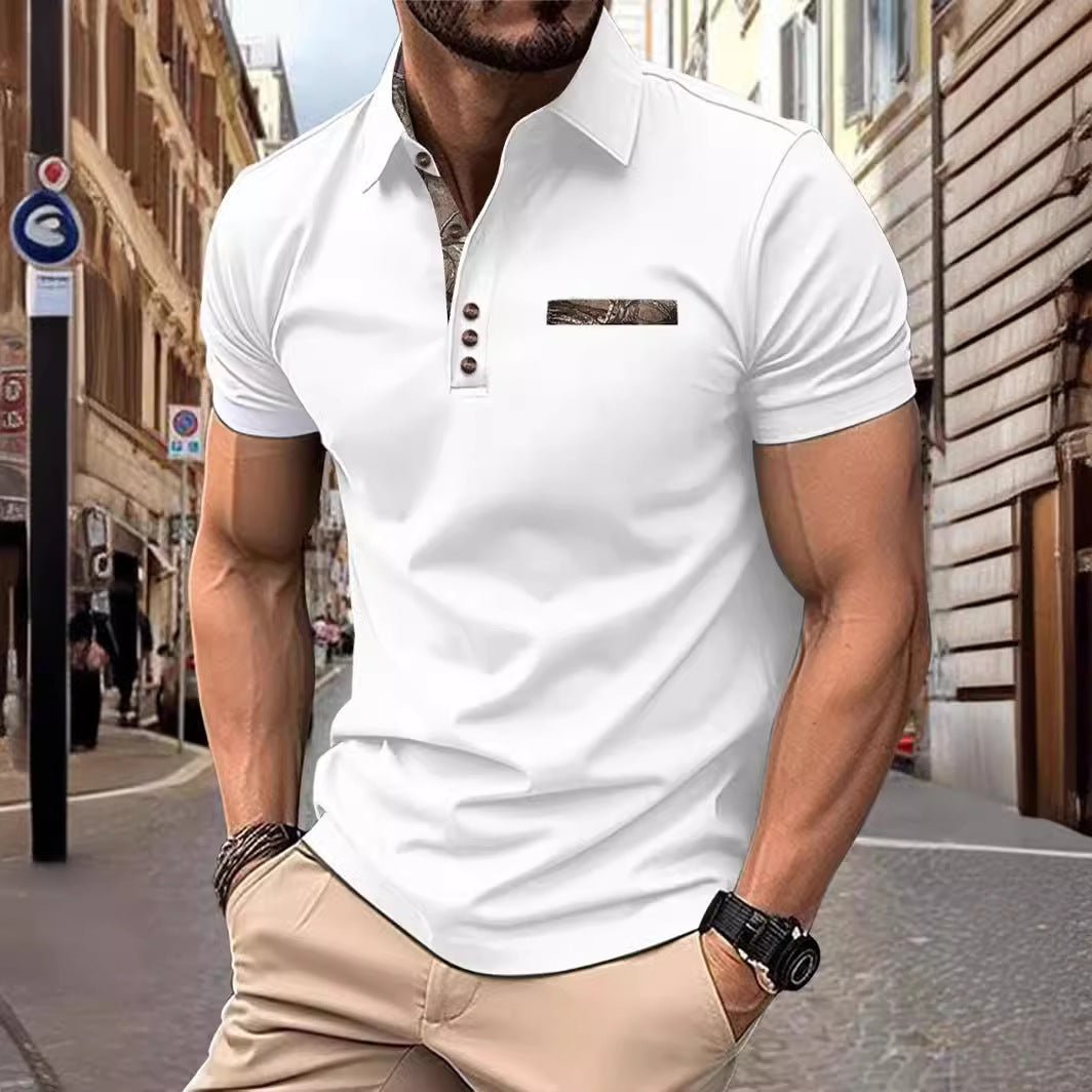 Chemise à manches courtes avec col à boutons pour hommes - Ivory Deals Market