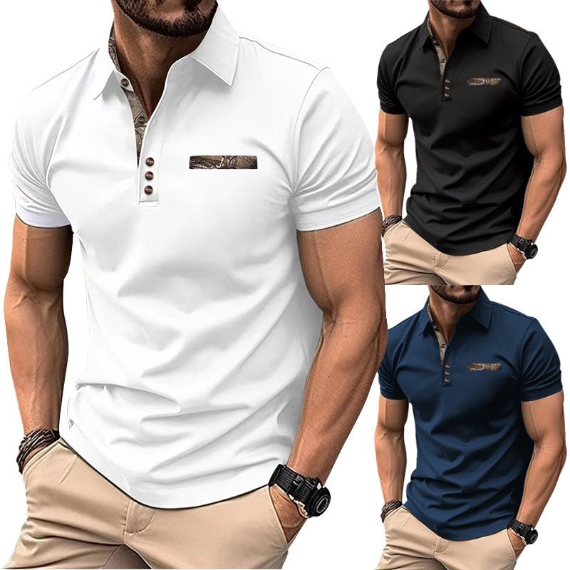 Chemise à manches courtes avec col à boutons pour hommes - Ivory Deals Market