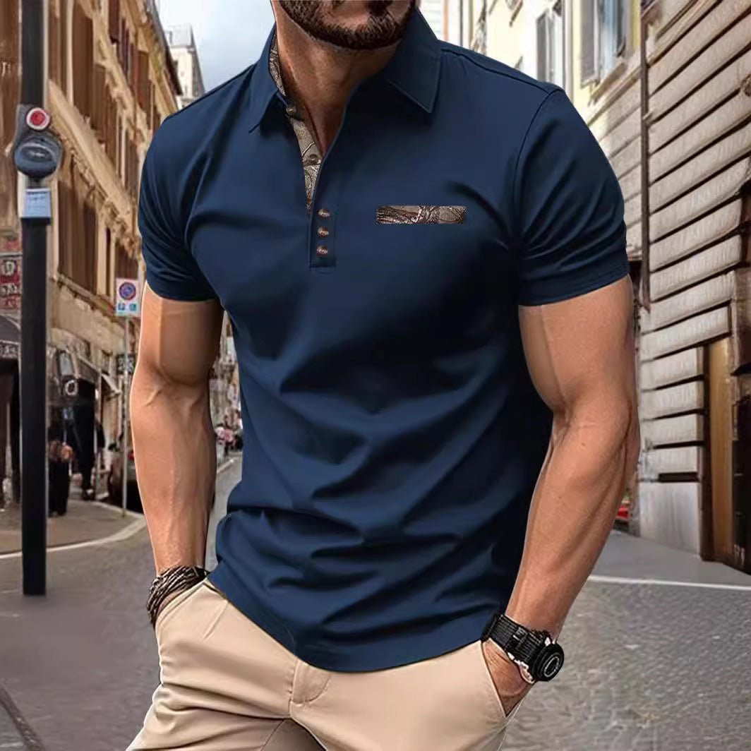 Chemise à manches courtes avec col à boutons pour hommes - Ivory Deals Market