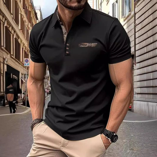 Chemise à manches courtes avec col à boutons pour hommes - Ivory Deals Market