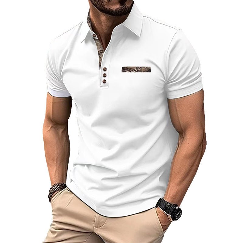 Chemise à manches courtes avec col à boutons pour hommes - Ivory Deals Market