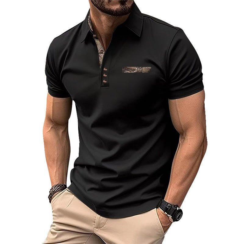 Chemise à manches courtes avec col à boutons pour hommes - Ivory Deals Market