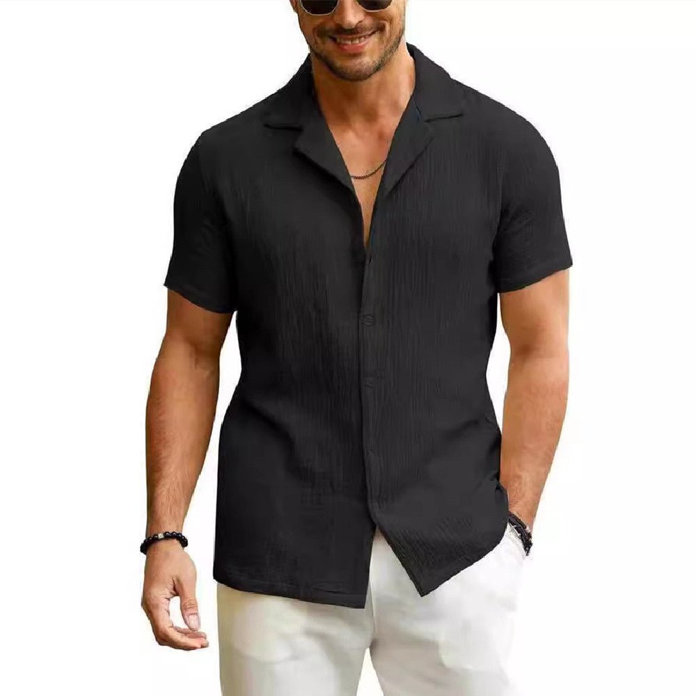 Chemise Cardigan à manches courtes pour hommes, chemise d'été de couleur unie pour hommes - Ivory Deals Market