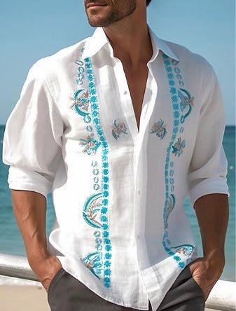 Chemise imprimée Seaside Cool Beach - Ivory Deals Market