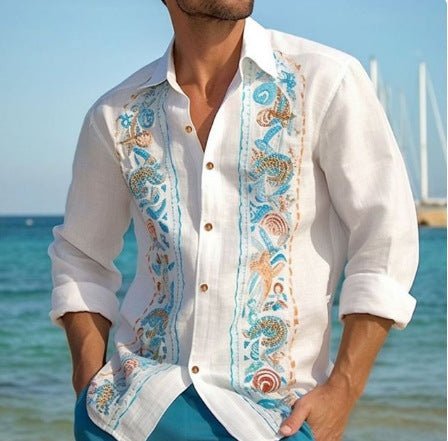 Chemise imprimée Seaside Cool Beach - Ivory Deals Market