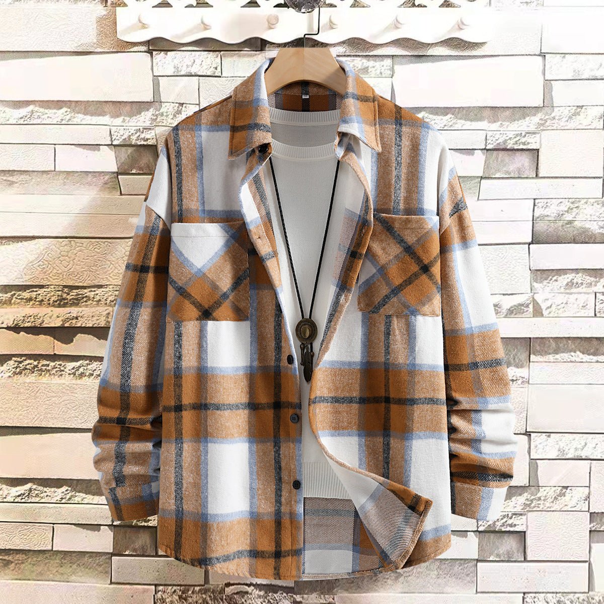 Chemise Manteau À Carreaux Automne Et Hiver Homme - Ivory Deals Market