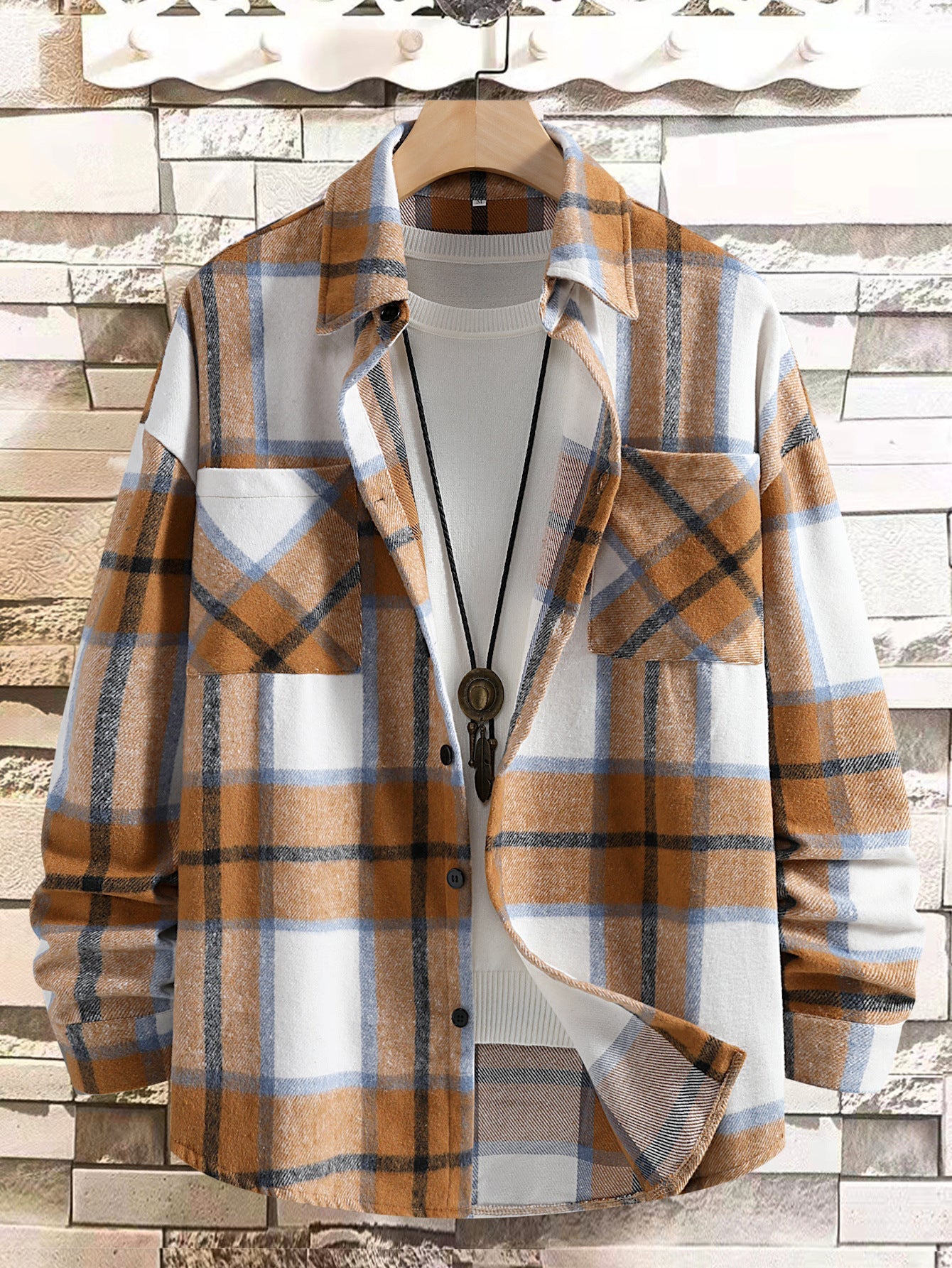 Chemise Manteau À Carreaux Automne Et Hiver Homme - Ivory Deals Market