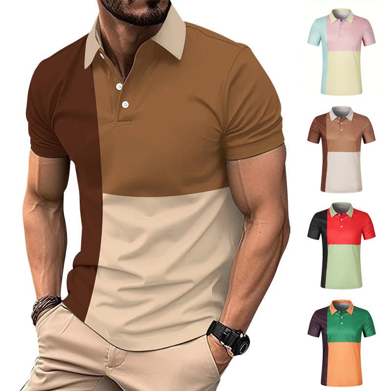 Chemise polo à contraste de couleurs pour hommes en été - Ivory Deals Market