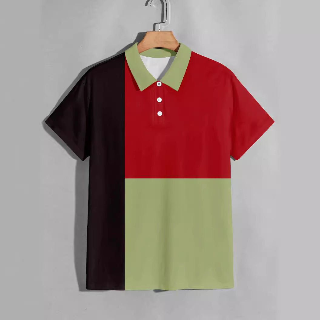 Chemise polo à contraste de couleurs pour hommes en été - Ivory Deals Market