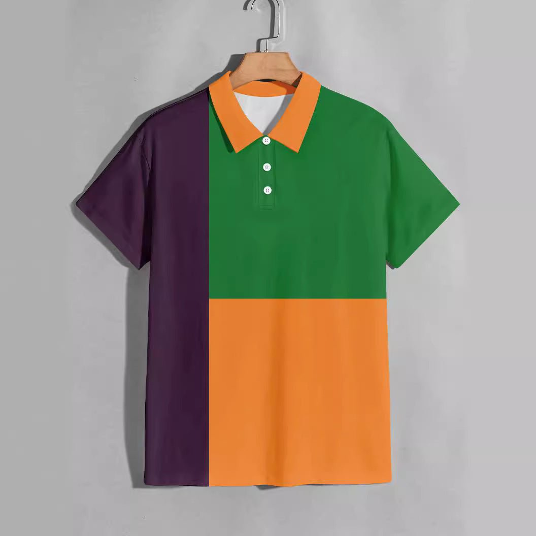 Chemise polo à contraste de couleurs pour hommes en été - Ivory Deals Market