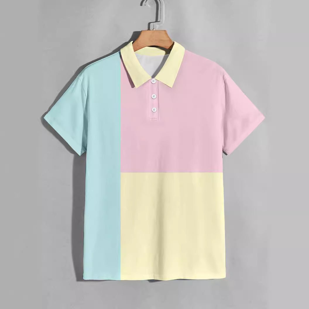 Chemise polo à contraste de couleurs pour hommes en été - Ivory Deals Market