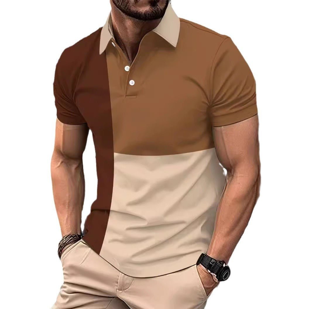 Chemise polo à contraste de couleurs pour hommes en été - Ivory Deals Market