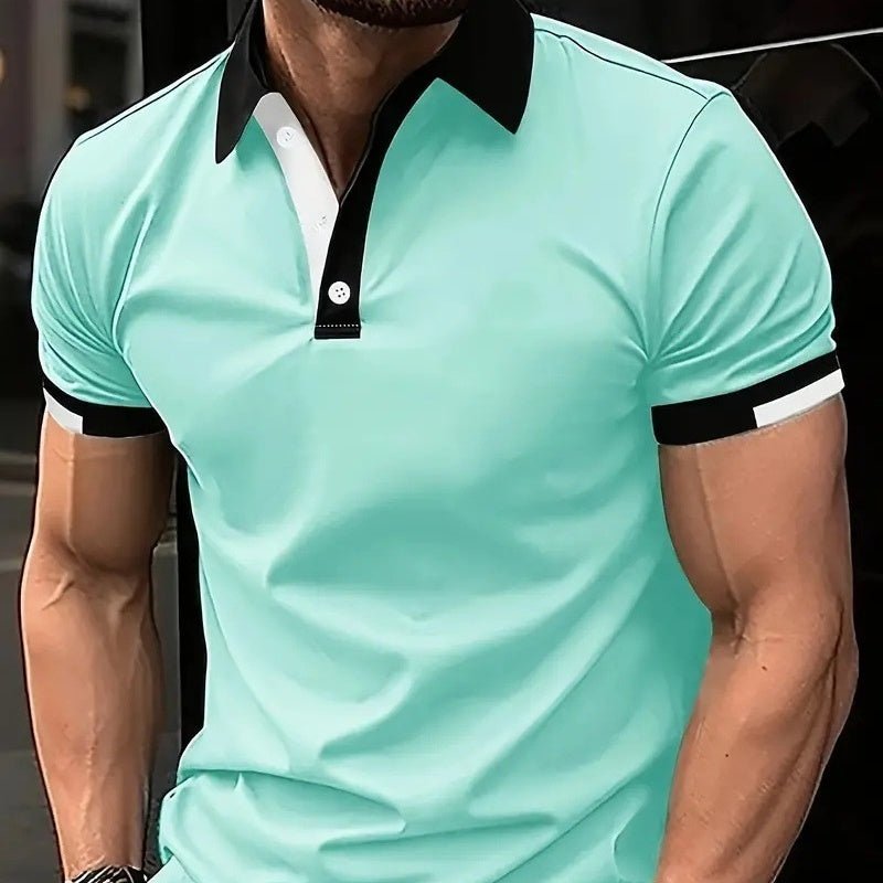 Chemise polo à manches courtes à col en couleur unie décontractée. - Ivory Deals Market