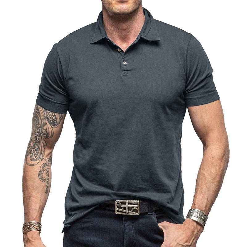 Chemise polo à manches courtes unie pour homme - Ivory Deals Market