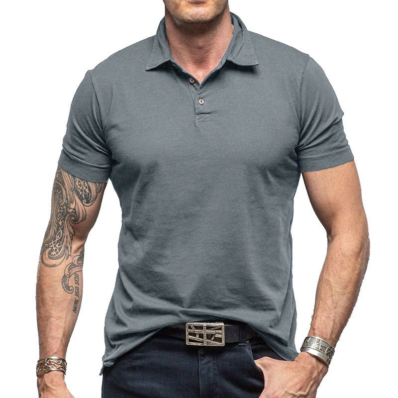 Chemise polo à manches courtes unie pour homme - Ivory Deals Market