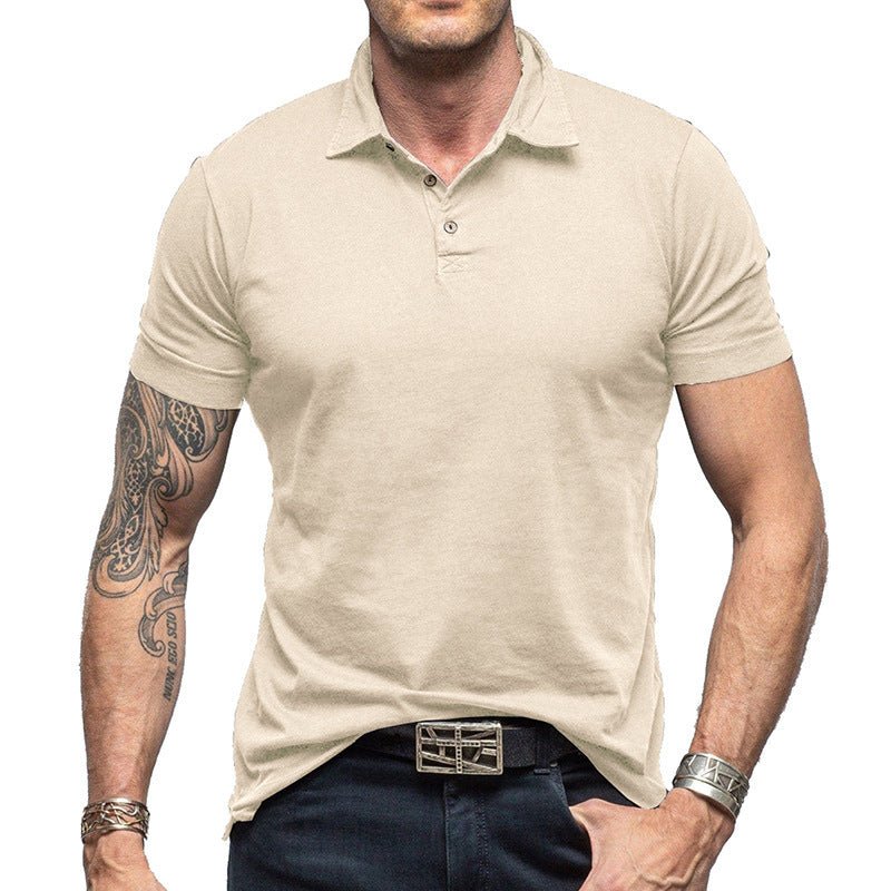 Chemise polo à manches courtes unie pour homme - Ivory Deals Market