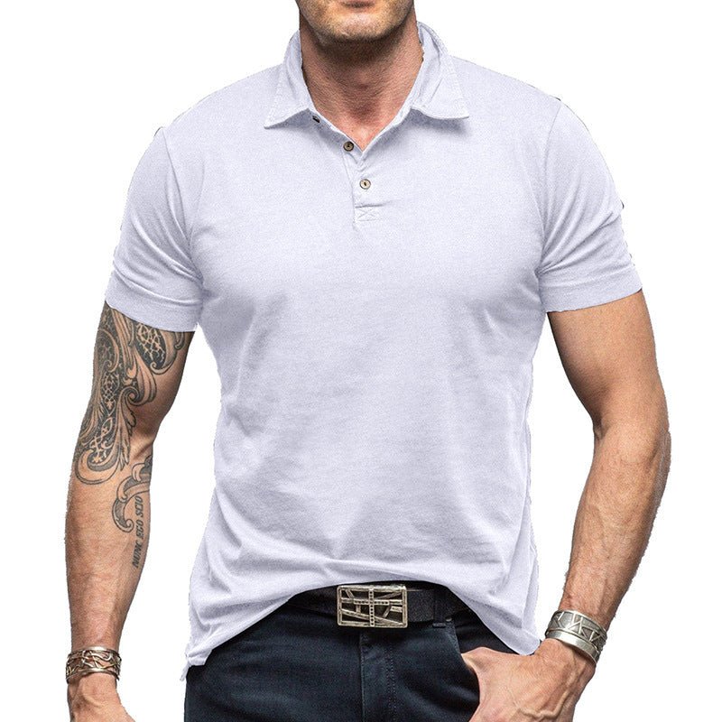 Chemise polo à manches courtes unie pour homme - Ivory Deals Market