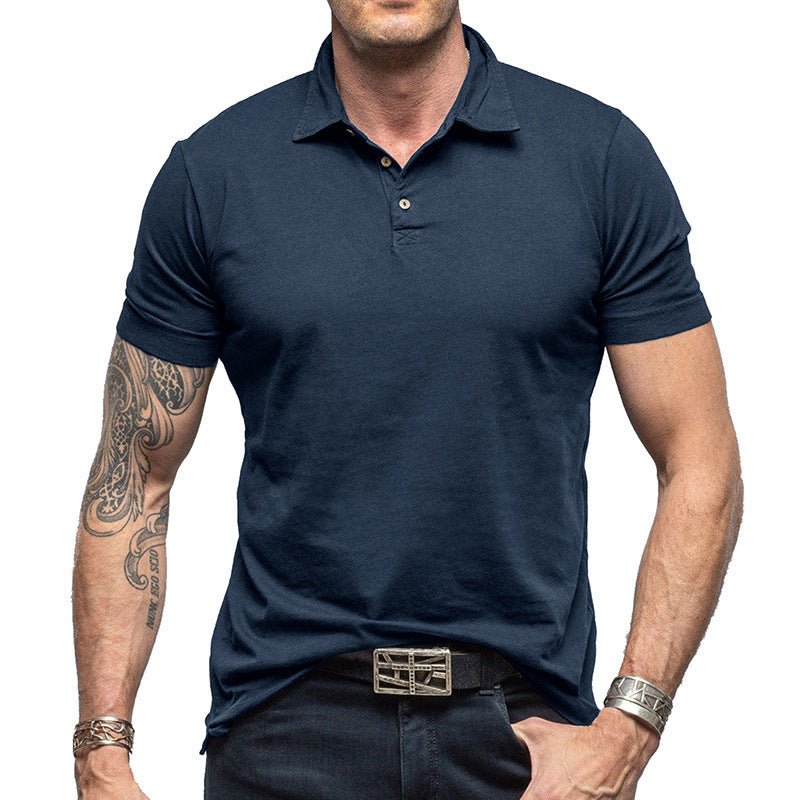 Chemise polo à manches courtes unie pour homme - Ivory Deals Market