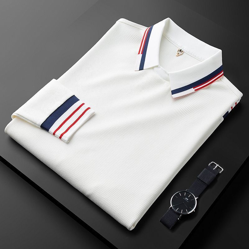 Chemise polo blanche légère à manches longues pour hommes en automne - Ivory Deals Market