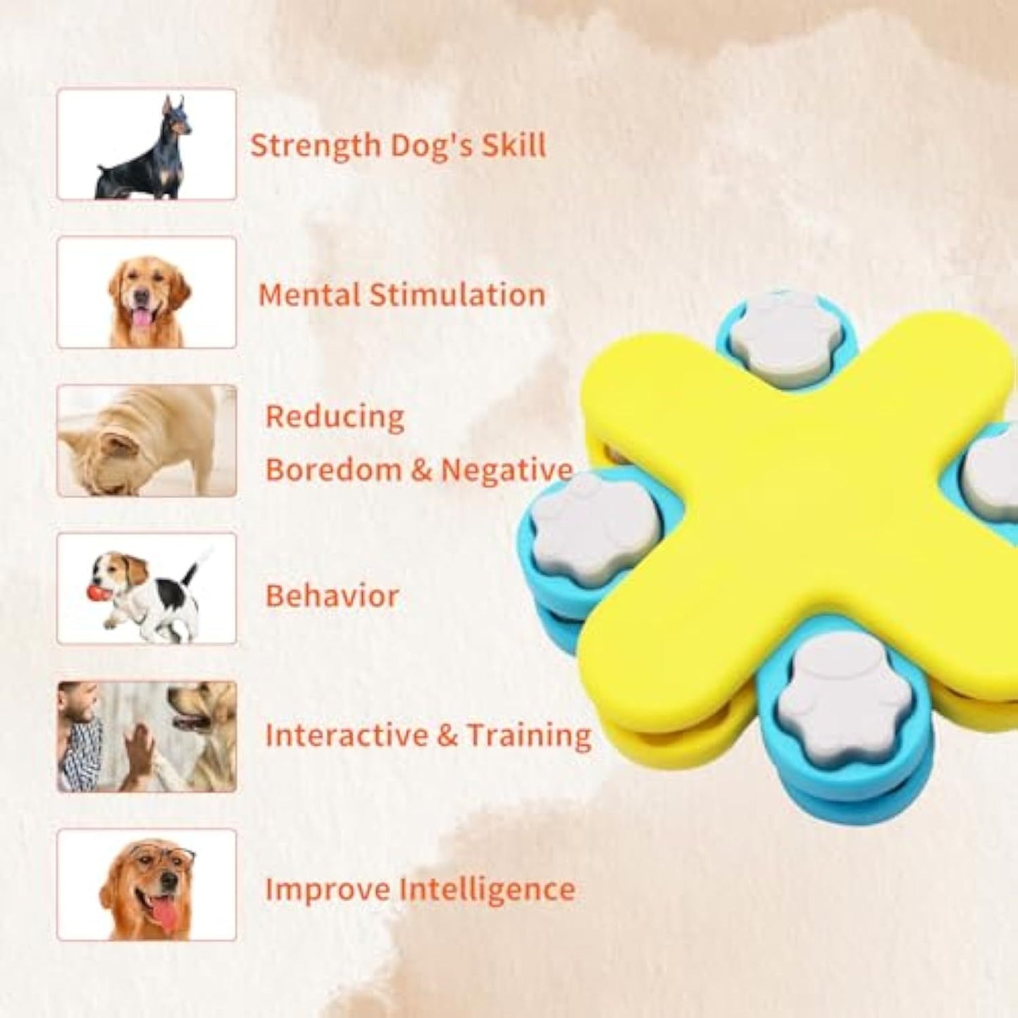 Chiens, jouets de mangeoire pour chiens, jouets de puzzle interactifs pour chiens, distributeur de nourriture pour chiens, jouets d'enrichissement de chien pour formation de QI, alimentation lente réglable, puzzle - Ivory Deals Market