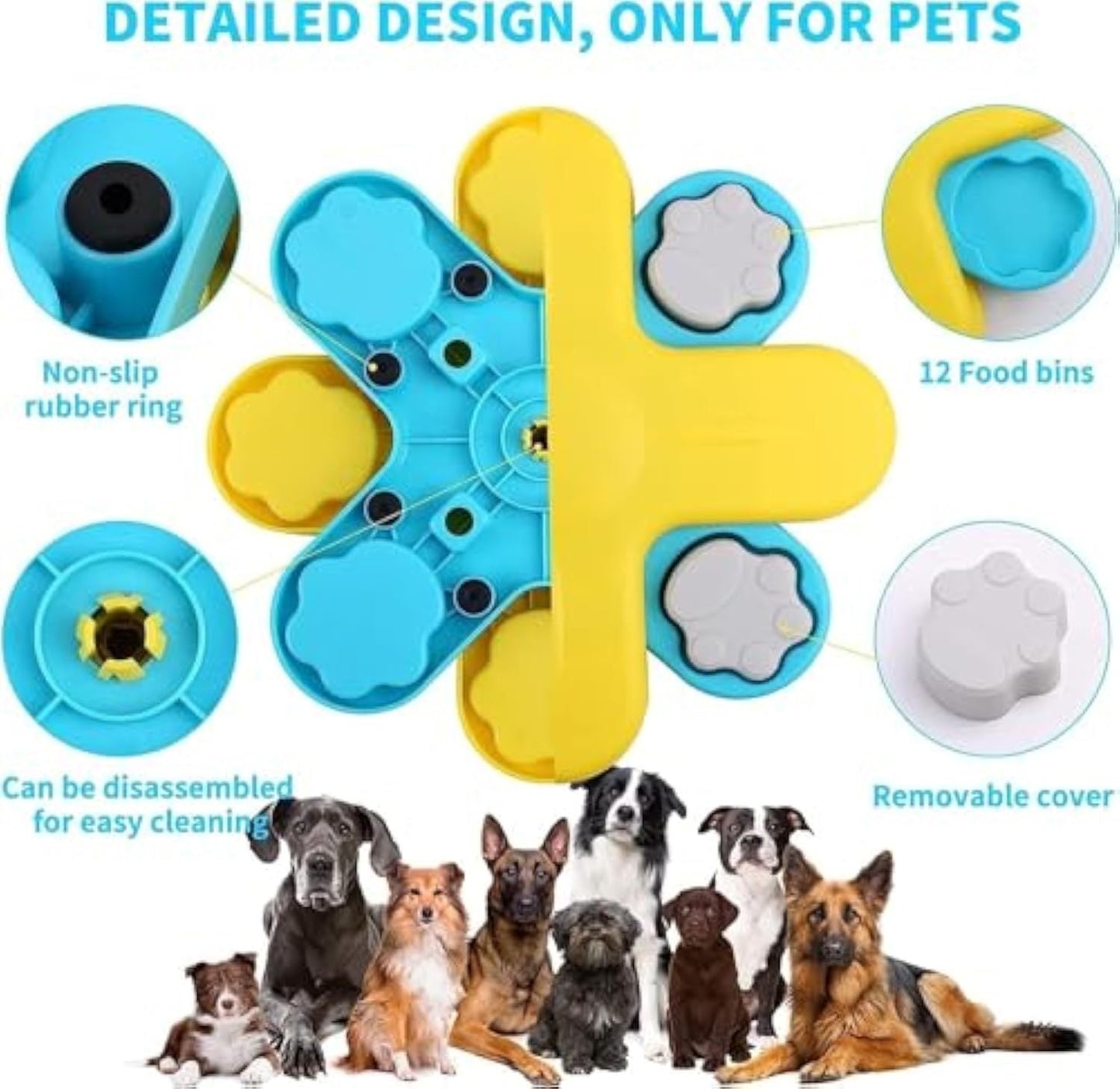 Chiens, jouets de mangeoire pour chiens, jouets de puzzle interactifs pour chiens, distributeur de nourriture pour chiens, jouets d'enrichissement de chien pour formation de QI, alimentation lente réglable, puzzle - Ivory Deals Market