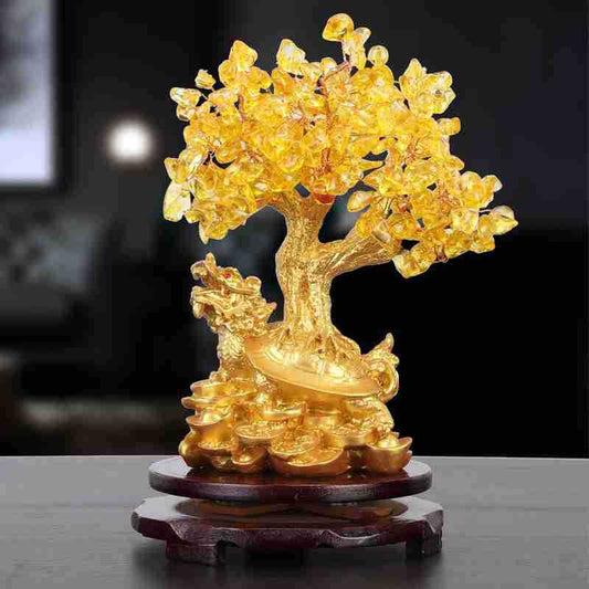 Citrine petite tortue d'eau argent arbre Feng Shui arbre chanceux ornements décoratifs - Ivory Deals Market