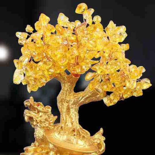 Citrine petite tortue d'eau argent arbre Feng Shui arbre chanceux ornements décoratifs - Ivory Deals Market