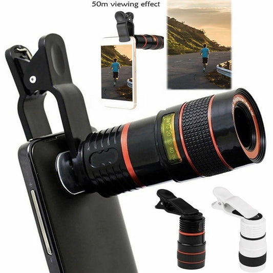 Clip On Optical Zoom Telescope Camera Lens HD 8X pour téléphone portable universel - Ivory Deals Market