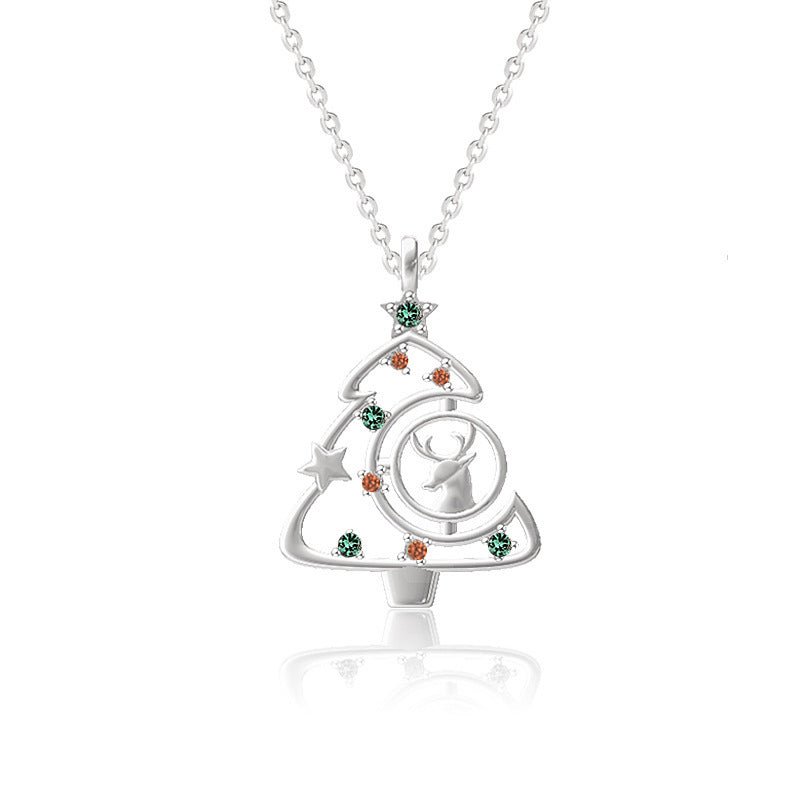 Collier arbre de Noël Elk S925 Mode Style Zircon Chaîne de clavicule Bijoux pour femmes - Ivory Deals Market