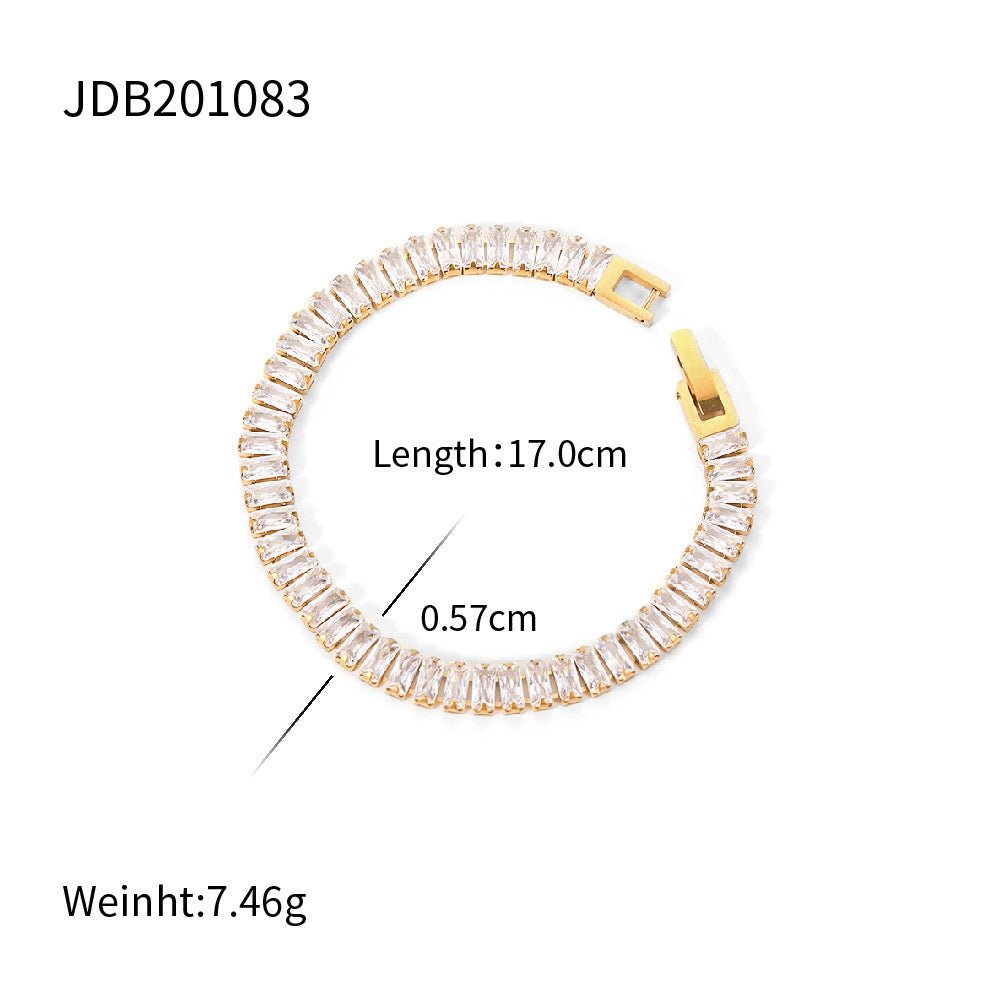 Collier bracelet en zircon carré carré français rétro pour femmes - Ivory Deals Market