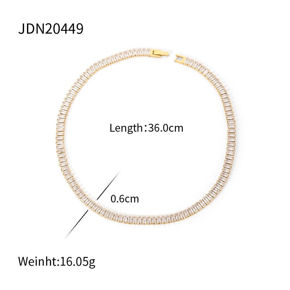 Collier bracelet en zircon carré carré français rétro pour femmes - Ivory Deals Market