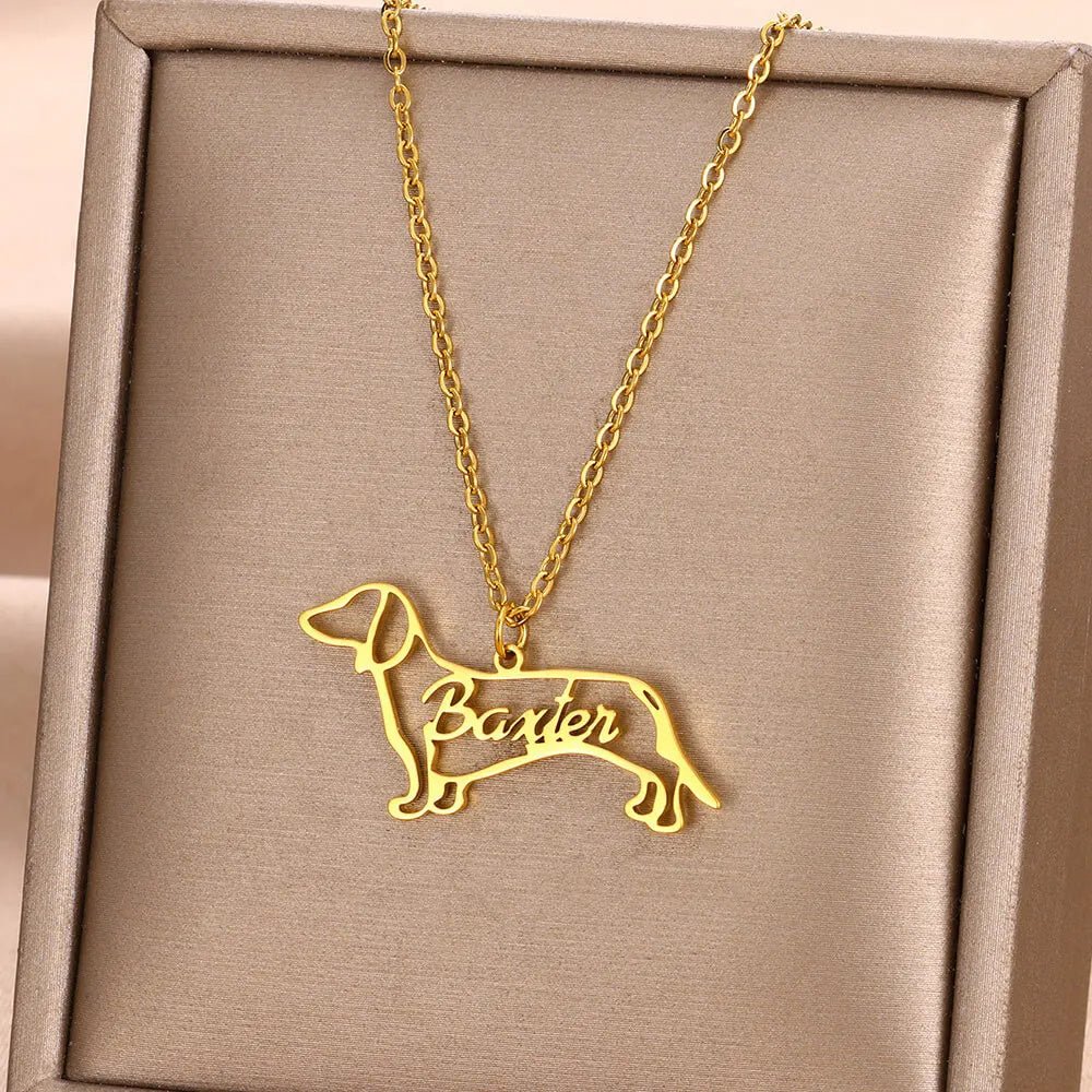 Collier creux avec pendentif en anglais personnalisé pour chien - Ivory Deals Market