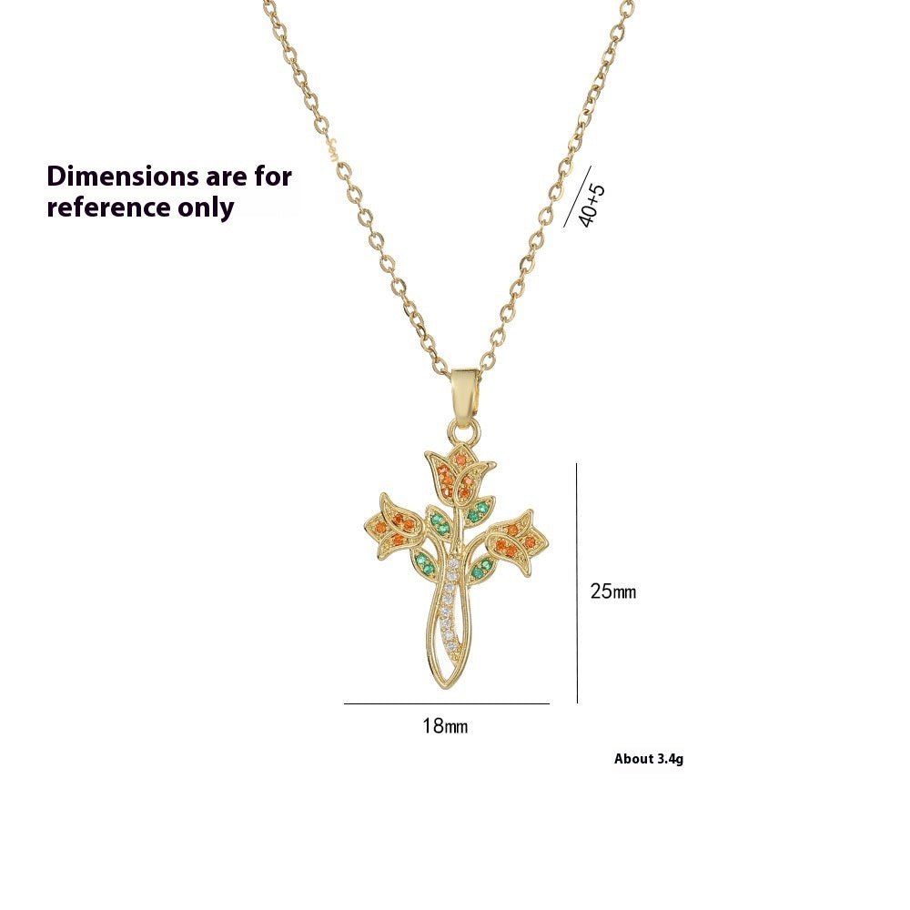 Collier de fleur de zircon coloré - Ivory Deals Market